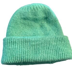 American Eagle Mint Green Ribbed Knit Beanie Cuffed Winter Hat, Unisex, NWOT